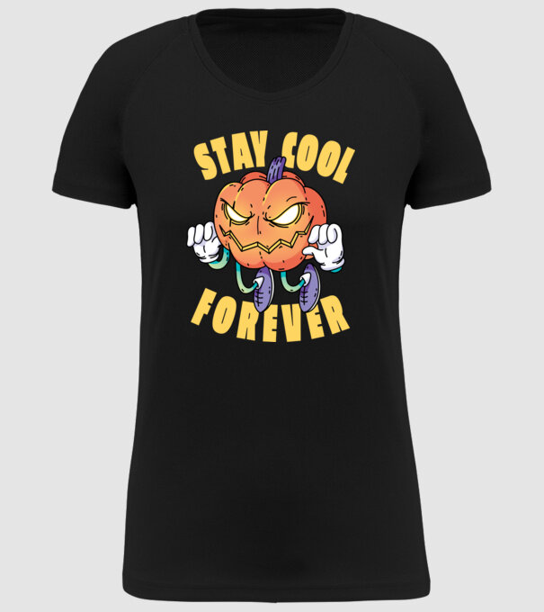 Dovleac de Halloween Stay Cool Forever model negru pe tricou