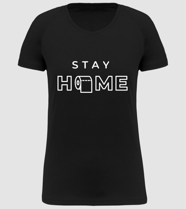Stay home hârtie igienică model negru pe tricou
