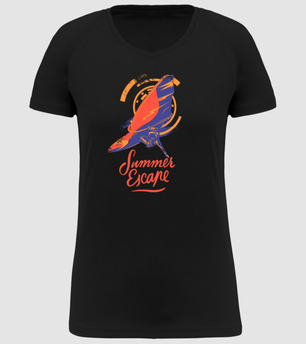 Summer escape Surf model negru pe tricou