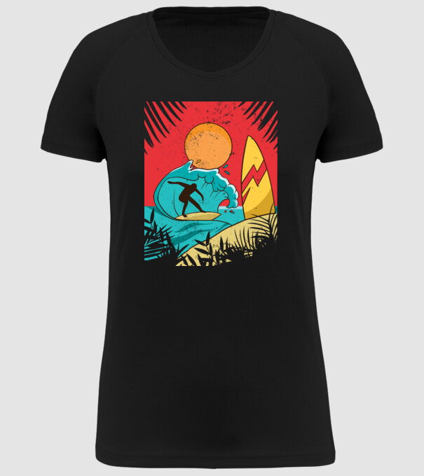 Afiș Surf model negru pe tricou