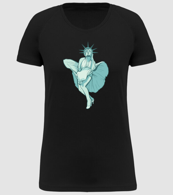 Statuia Libertății rușinos model negru pe tricou