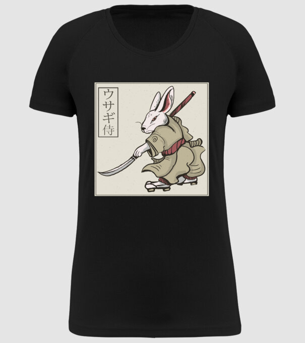 Iepure Samurai model negru pe tricou