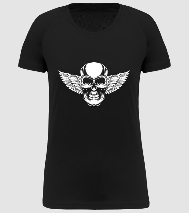 Craniu cu Aripi model negru pe tricou