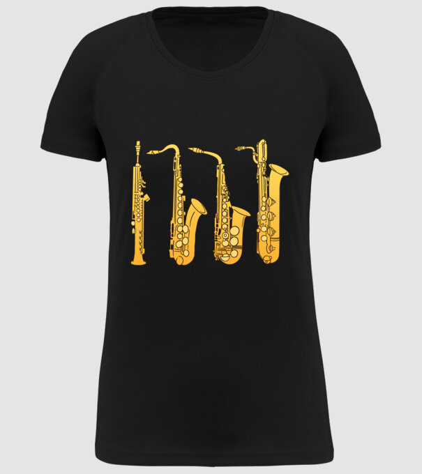 Saxofoane model negru pe tricou