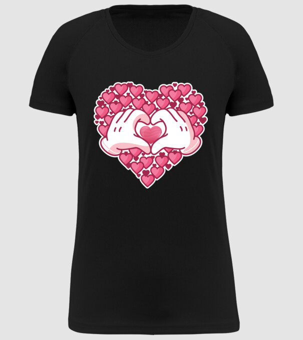 'Inimi îndrăgostite pentru Valentine''s Day' model negru pe tricou