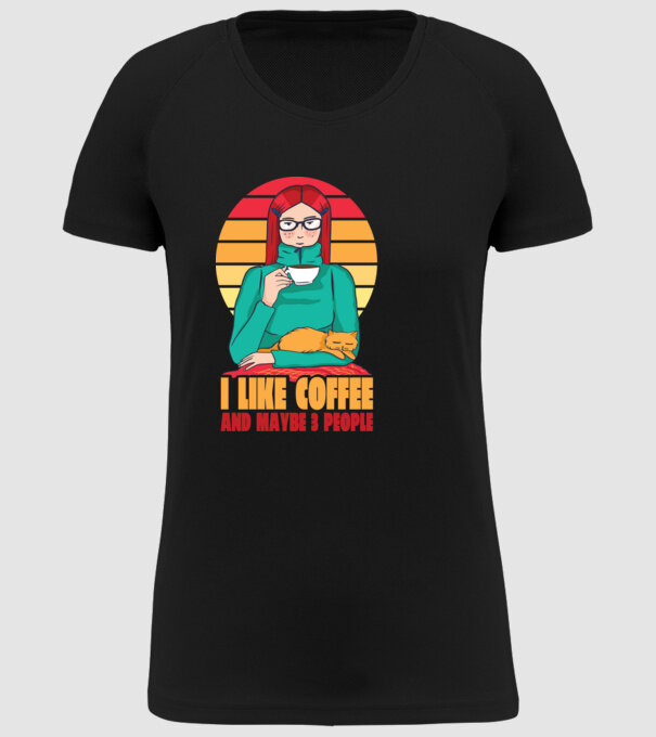 Iubesc Cafeaua și încă până la maxim 3 persoane model negru pe tricou