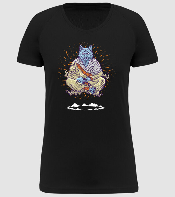 Lup Călugăr model negru pe tricou