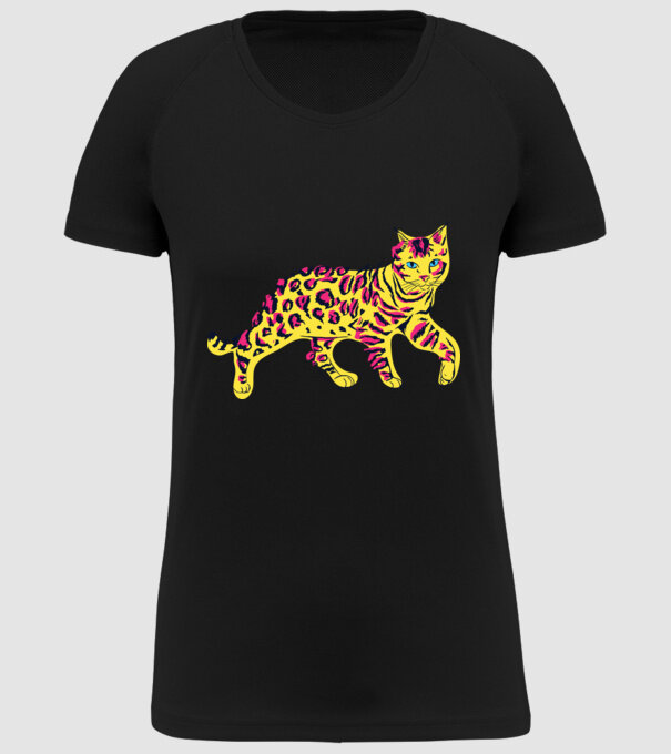 Pisică Abstract colorat model negru pe tricou