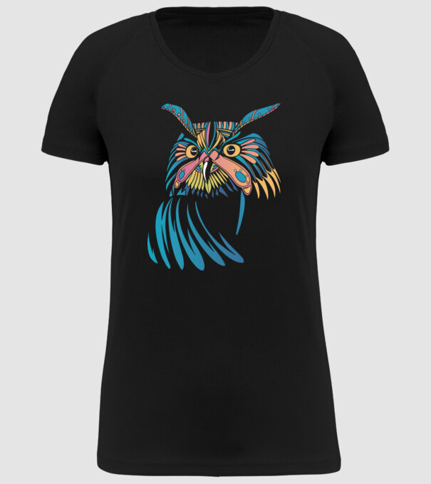 Bufniță colorată model negru pe tricou