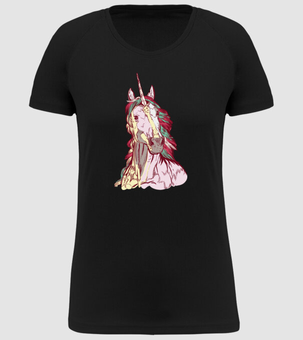 Unicorn colorat model negru pe tricou