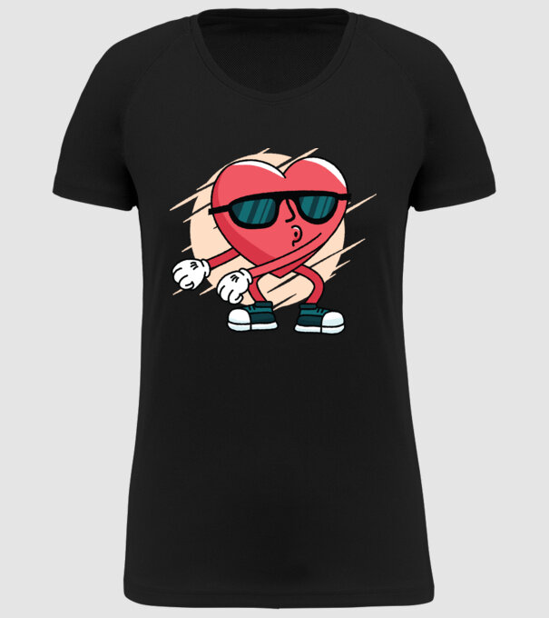 Inimă DAB Floss Heart tricou model negru pe tricou