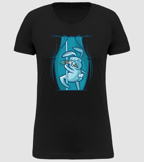 Iepuraș Striptease model negru pe tricou
