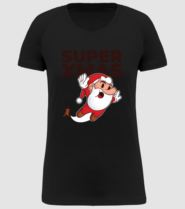 Super Moș Crăciun tricou de Crăciun model negru pe tricou