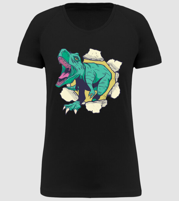 T-rex 3D model negru pe tricou