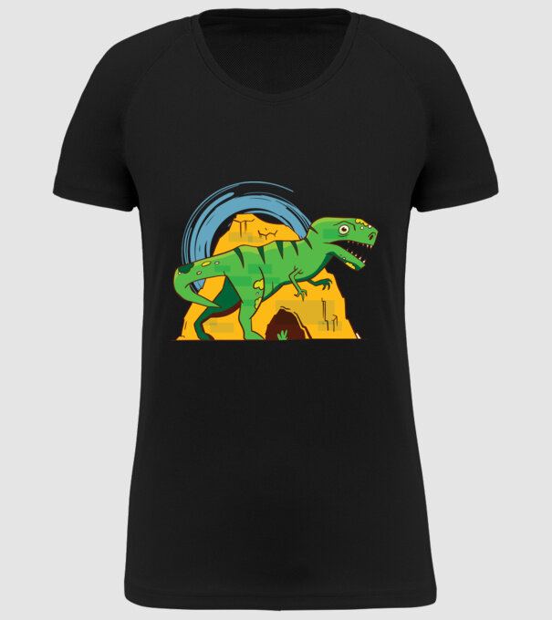 Dinozaur T-rex model negru pe tricou