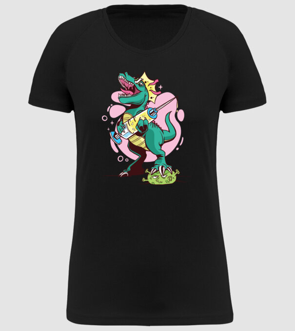T-rex Vaccin model negru pe tricou