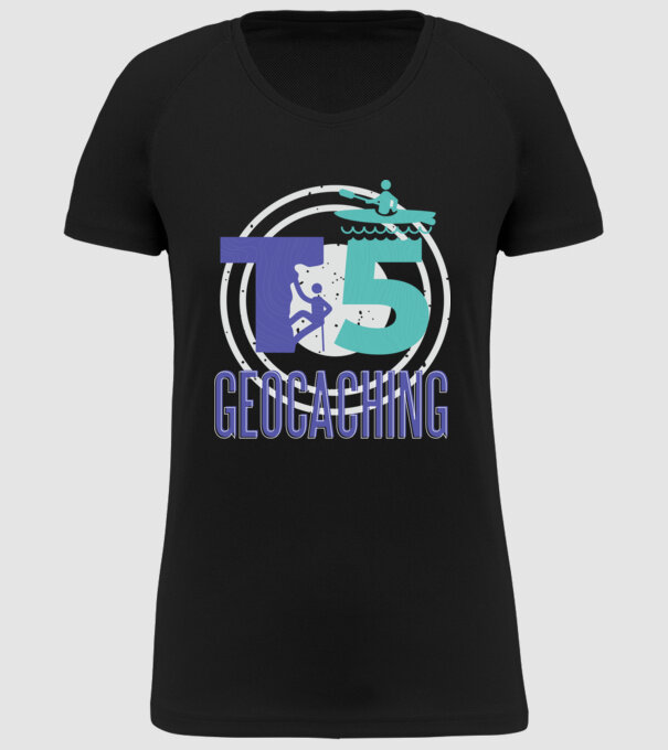 T5 Geocaching model negru pe tricou