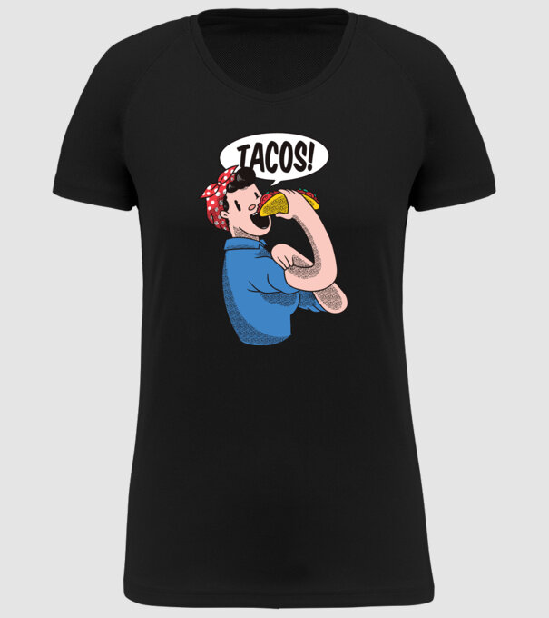 Tacos feminism model negru pe tricou
