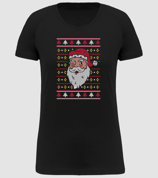 Moș Crăciun pulover urât model negru pe tricou