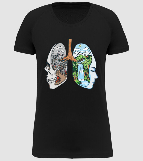 Natură Plămâni imagine model negru pe tricou