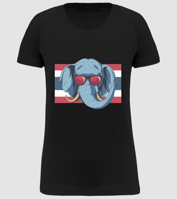 Thailanda Elefant tricou model negru pe tricou