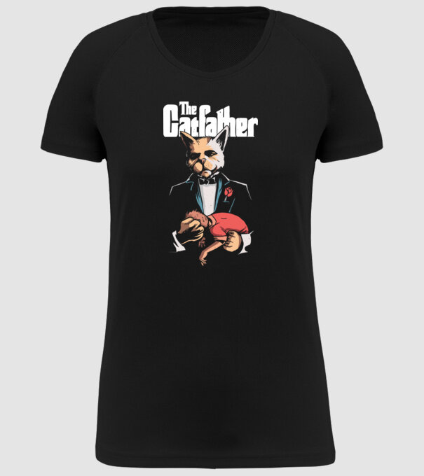 The Catfather model negru pe tricou
