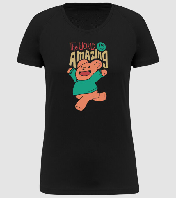 The world is amazing ursuleț Teddy model negru pe tricou