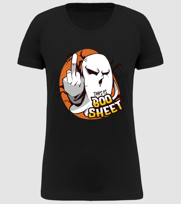 This is Boo Sheet Halloween model negru pe tricou
