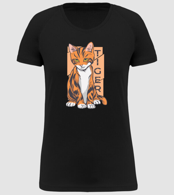Pisică Tigru model negru pe tricou