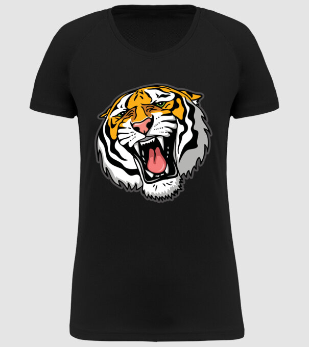 Tricou cu cap de tigru model negru pe tricou