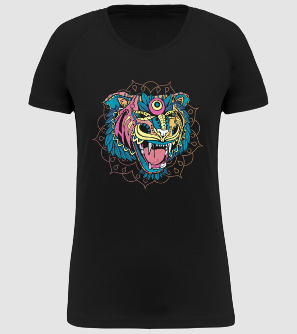 Tigru Mandala model negru pe tricou
