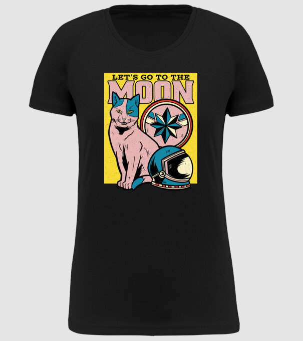 To the moon Pisică model negru pe tricou