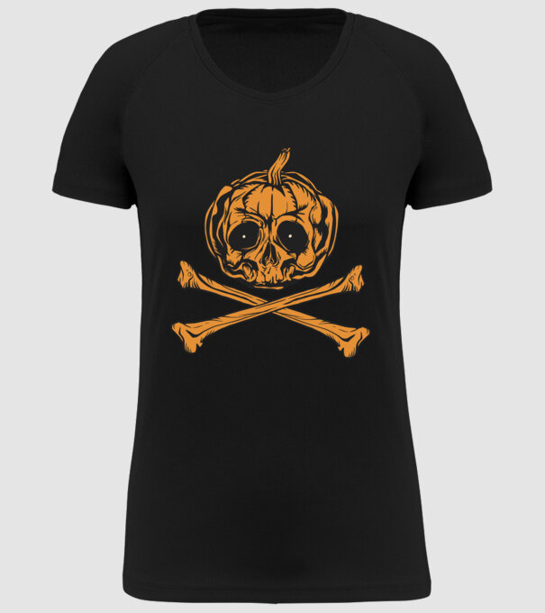 Dovleac craniu Halloween model negru pe tricou