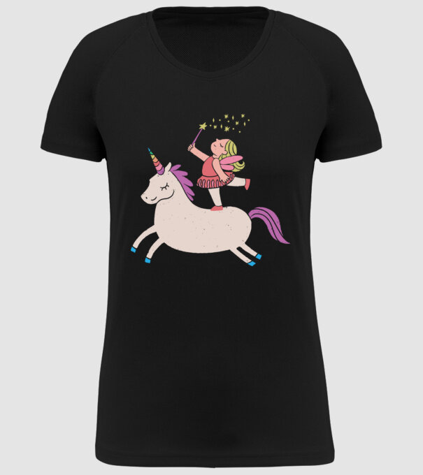 Zână Unicorn model negru pe tricou