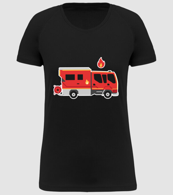 Mașină de pompieri model negru pe tricou