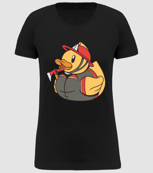 Rățușcă de cauciuc Pompier model negru pe tricou