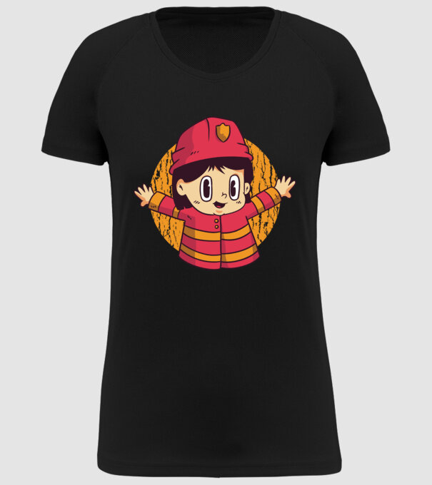 Pompier copil model negru pe tricou