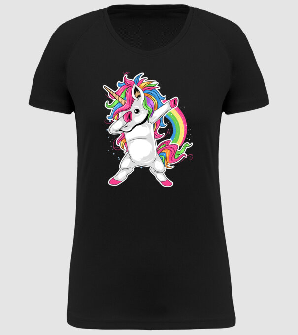 Unicorn Dab model negru pe tricou