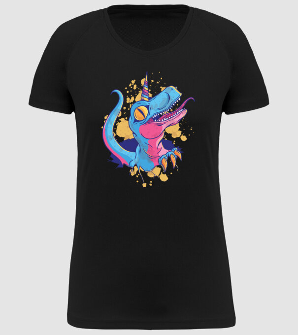 Unicornsaurus - Dinozaur Unicorn model negru pe tricou