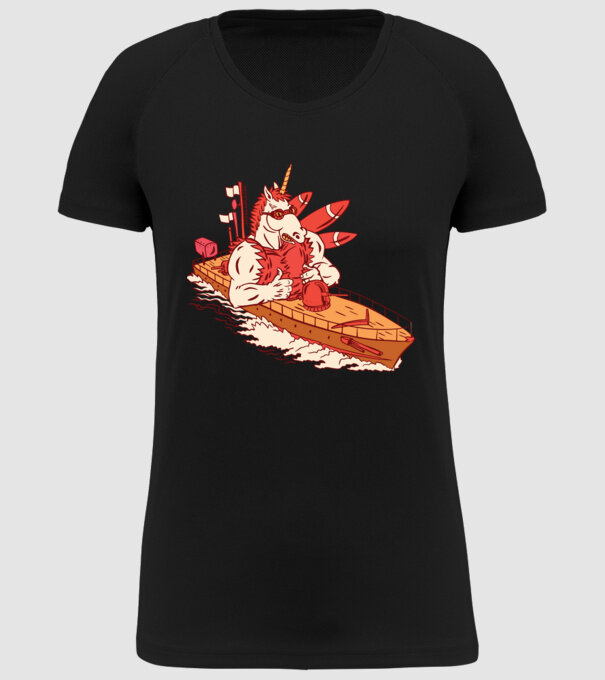 Unicorn Corabie de luptă model negru pe tricou