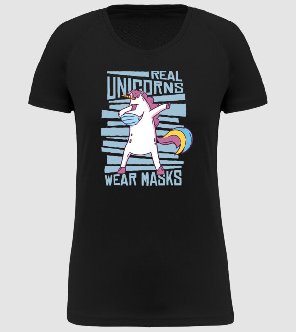 Unicorn DAB Mască model negru pe tricou