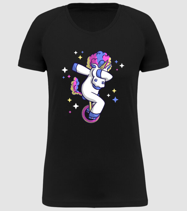 Unicorn pe monociclu model negru pe tricou