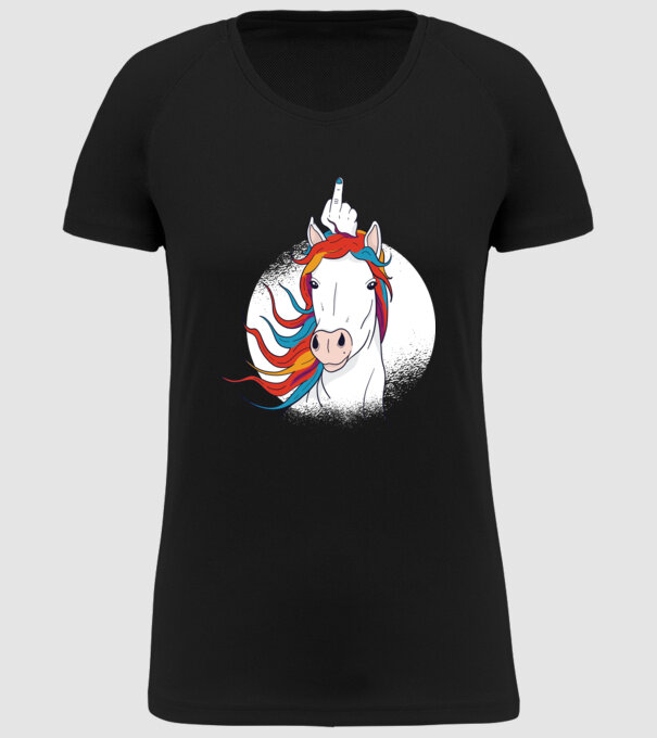 Unicorn Fuck Off model negru pe tricou