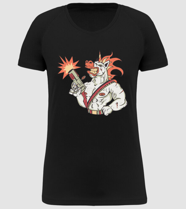 Unicorn Războinic model negru pe tricou
