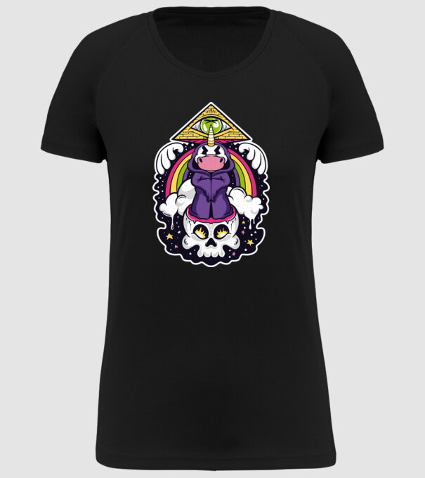 Unicorn Illuminati model negru pe tricou