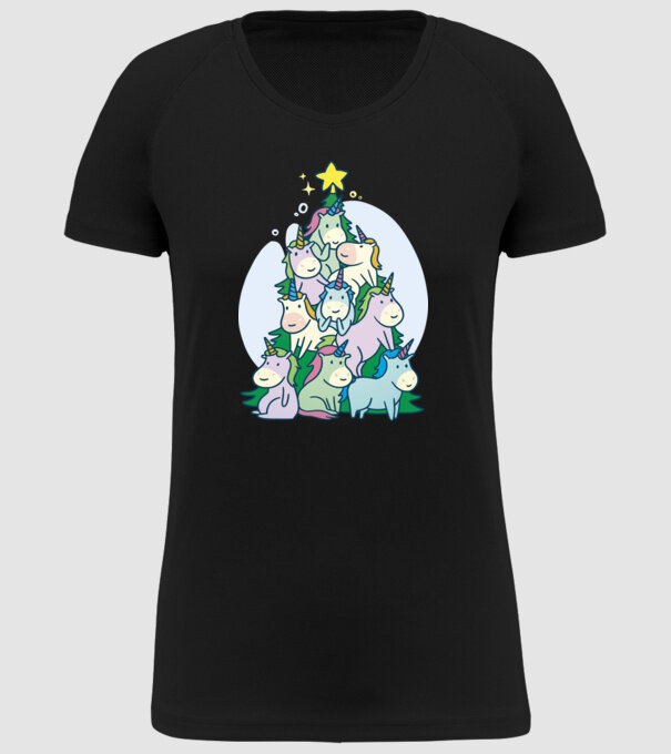 Unicorn pom de Crăciun model negru pe tricou