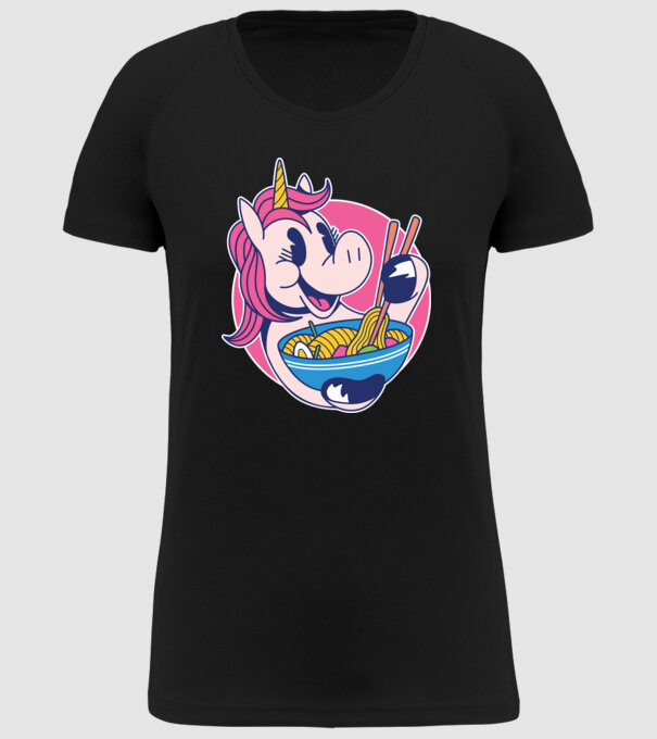 Unicorn Ramen model negru pe tricou