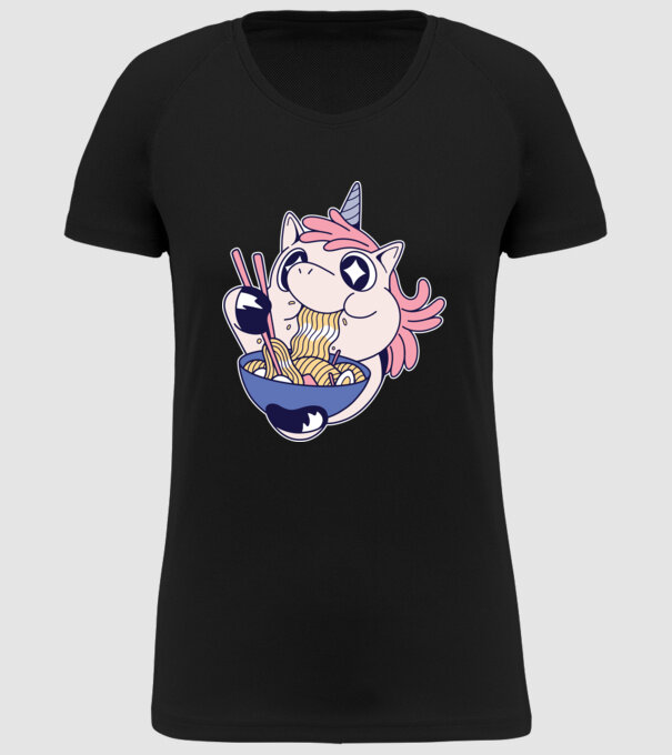 Unicorn Ramen model negru pe tricou