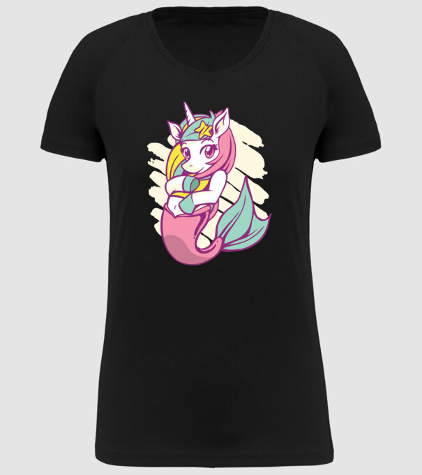 Unicorn Sirenă model negru pe tricou