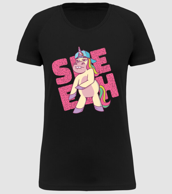 Unicorn Shesh model negru pe tricou